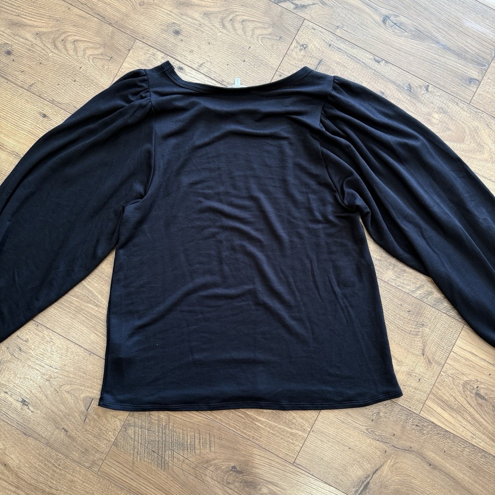 Andree By Unit Black Blouse Long Sleeve Women's Sz Small Lightweight Puff Sleeve - Picture 4 of 4